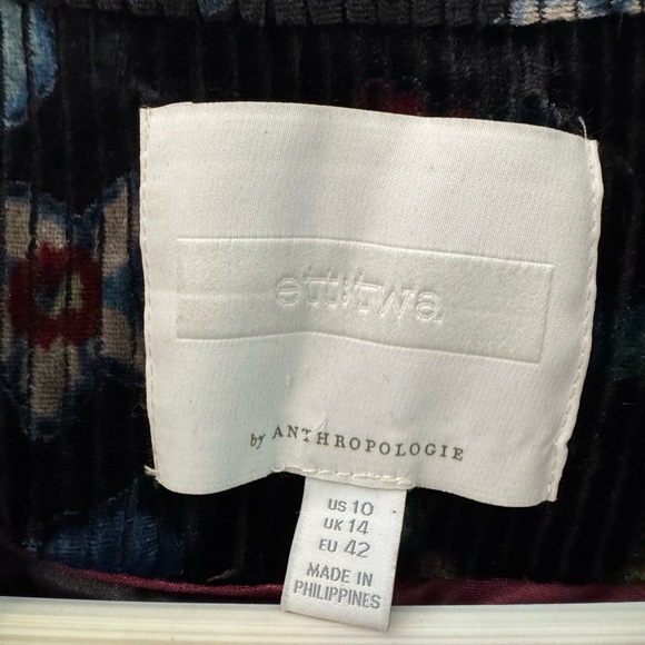 Anthropologie Ett:Twa Blazer Jacket And Pants Set Women Size 10 Floral Corduroy - Picture 2 of 7